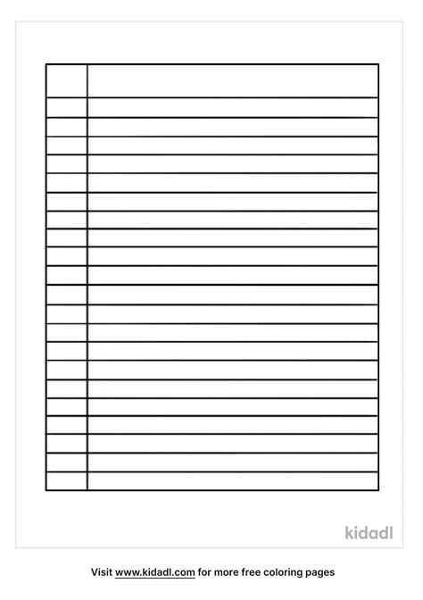 Notebook Paper Coloring Page