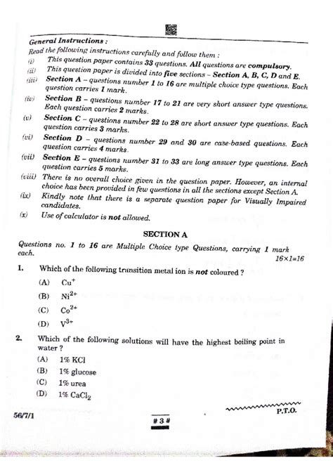 General Instructions for Question Paper: 33 Questions Breakdown - Studocu