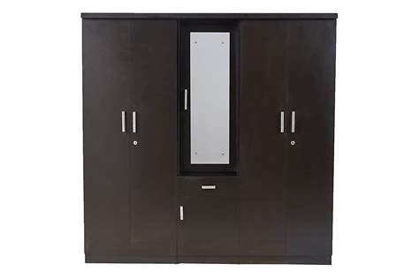 Engineered Wood Luke 5 Door Wardrobe With Mirror In Wenge By Quality ...