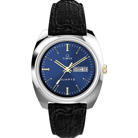 Q Timex Men’s Blue Round Dial Analog Leather Watch