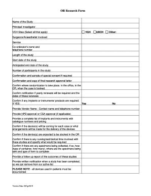 Fillable Online OR Research Form Fax Email Print - pdfFiller