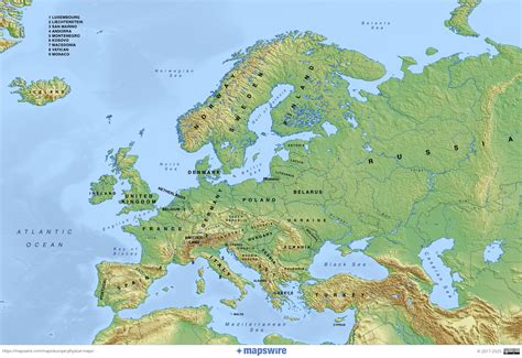 Physical Maps of Europe | Mapswire