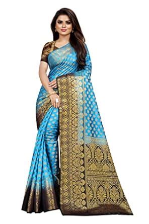 Buy Pervas Women's Banarasi Saree Pure Kanjivaram Silk Saree Soft ...