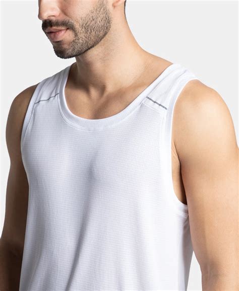 Buy Lightweight Microfiber Solid Tank Top with Breathable Mesh - White ...