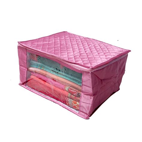 Kuber Industries Designer Saree Cover Extra Large Size in Pink Quilted ...