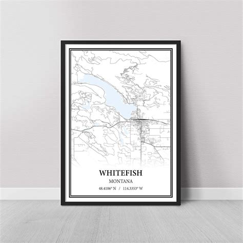 Whitefish Montana Map Poster Print Canvas, Modern or Vintage Road Map ...