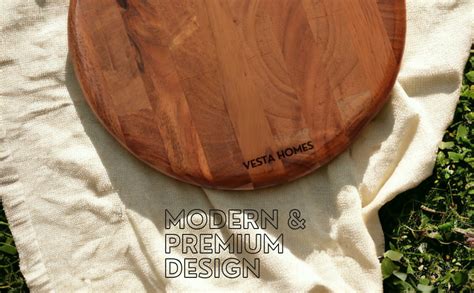 Vesta Homes Round Wooden 360 degree Rotating Cake Stand, Pizza Stand ...