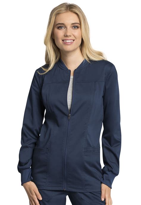 Cherokee Workwear Revolution Tech Women's Warm Up Scrubs Jacket Zip Front WW305AB - Walmart.com