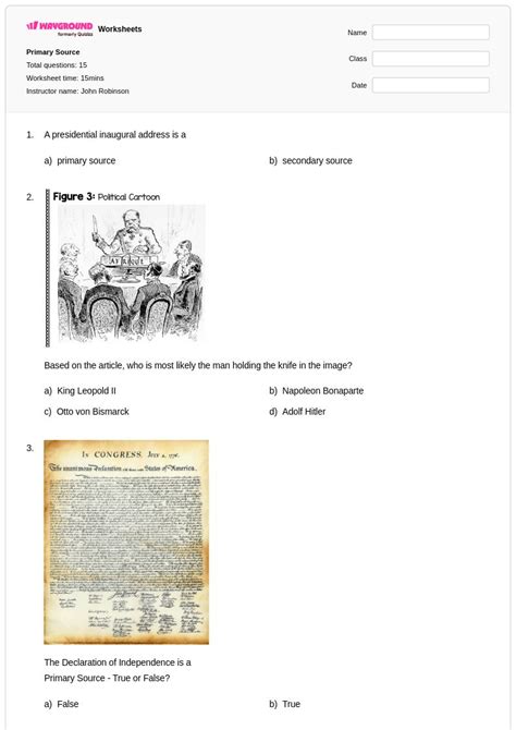 50+ Primary and Secondary Sources worksheets for Class 9 on Wayground ...