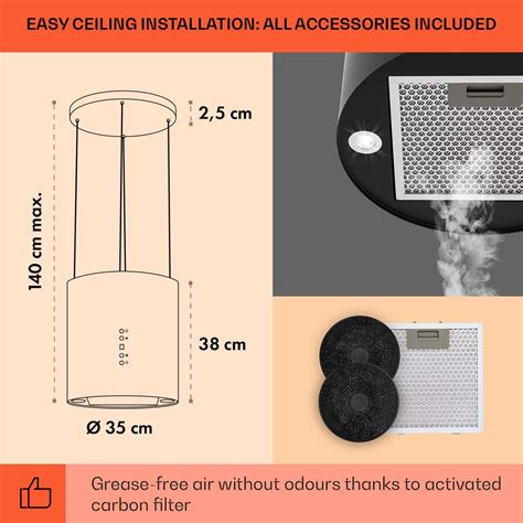 Klarstein Hanging Island Cooker Hood, Extractor Fan India | Ubuy