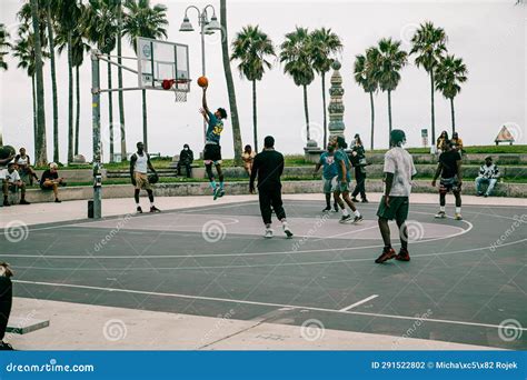 Venice Beach, CA, USA - Sep 17, 2023: the Guys are Playing Basketball ...