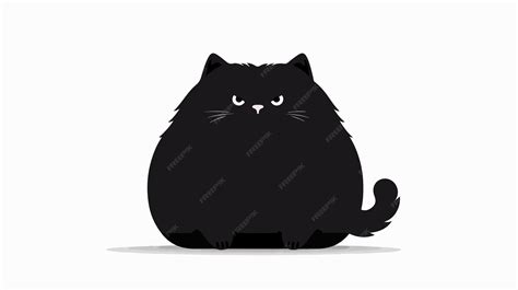 Fat Black Cat Silhouette Vector Cartoon | Premium AI-generated vector