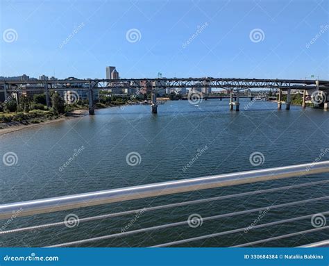 View from the Ross Island Bridge To the Marquam Bridge and the City ...
