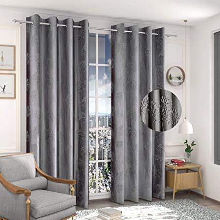 Buy Dekor World Cotton Grey Printed Eyelet Curtain Set (Pack of 2 ...