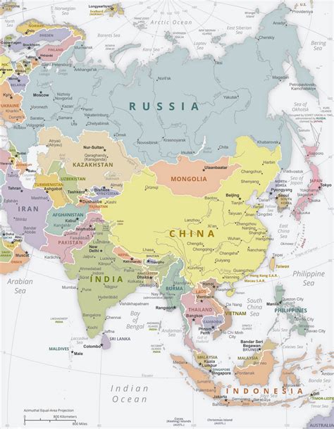 Asia Cities Map - Guide of the World