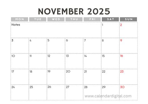 Print Calendar 2025 November