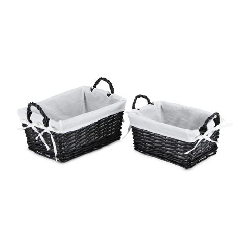 Contemporary Home Living Set of 2 Black Traditional Rectangle Storage ...