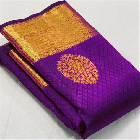 Engaging Purple Soft Banarasi Silk Saree With Lissome Blouse Piece ...