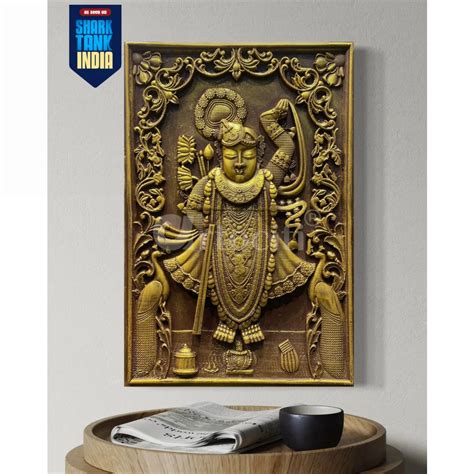 18X12 INCH Divine Lord Shreenath Ji (Krishna) 3D Relief Mural Wall Art