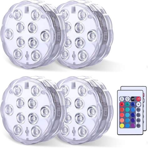 JSOT 4 Pack LED Pool Lights, IP68 Waterproof Underwater Pool Light with ...