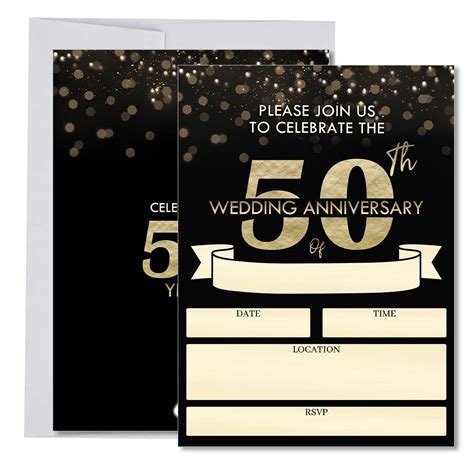 Partiness 50th Wedding Anniversary Party Invitations With Envelopes ...