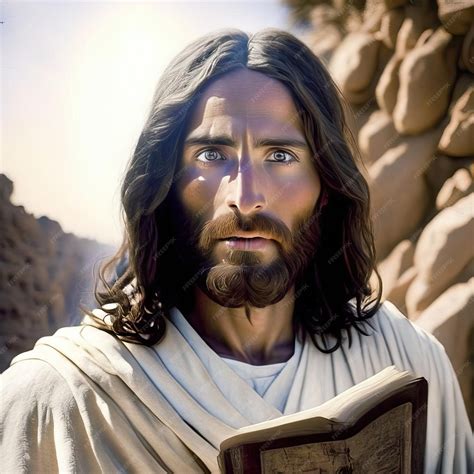 Premium AI Image | Jesus in biblical landscape