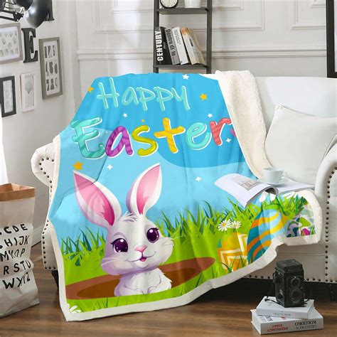 YST Easter Throw Blanket for Kids Toddler,Cartoon Easter Bunny Fleece ...