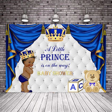 Mehofoto Prince Baby Shower Backdrop Royal Blue Little Prince Baby ...