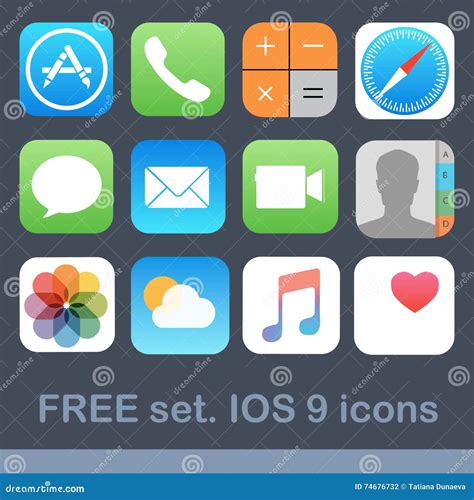 Free icon set IOS 9 editorial photography. Illustration of mobile ...