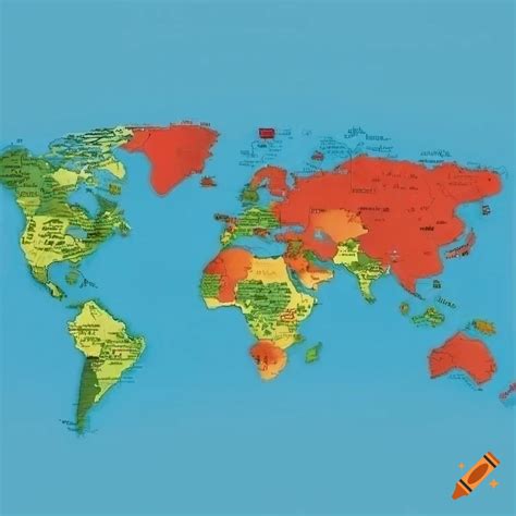 Map of the world for the year 2024 on Craiyon