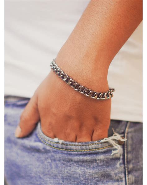 Silver Chunky Chain Bracelet Mode – toniq-fashion