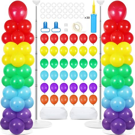 Amazon.com: 2 Sets Rainbow Balloon Column Stand Kit with 100 Graduation ...