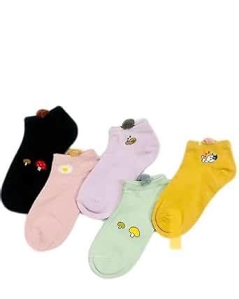MITSURU Girls Ankle Length Cotton Socks With Colourful Cute Colours ...