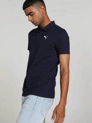 Buy Puma Mens Logo Blue Polo T-Shirt Online