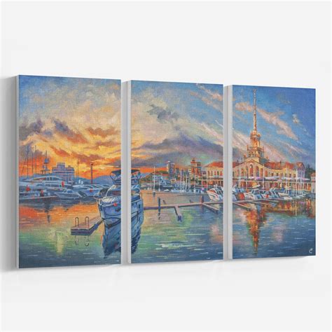 Buy Evening in the seaport Set of Three Paintings Online at Best Price ...