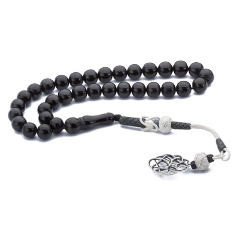Sphere Cut Jet Rosary (Tasbih)