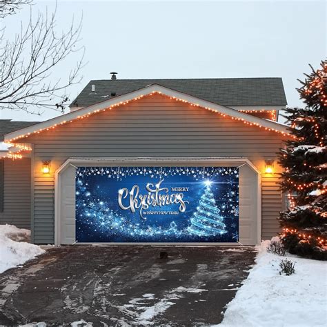 Amazon.com: Trgowaul Christmas Garage Door Decorations, Large Blue Xmas ...