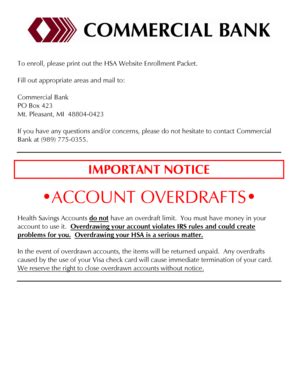 Fillable Online HSA Enrollment Form - Commercial Bank Fax Email Print ...