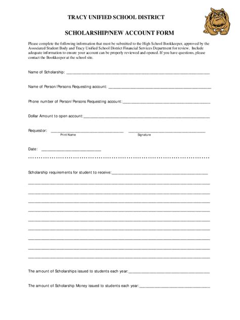 Fillable Online SCHOLARSHIP/NEW ACCOUNT FORM Fax Email Print - pdfFiller