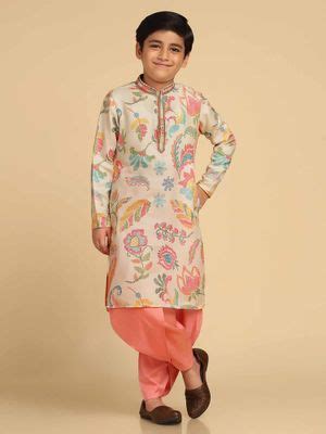 Buy KISAH Off White Floral Printed Kurta and Dhoti (Set of 2) (3-4 ...