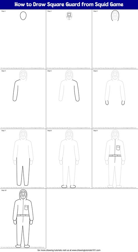 How to Draw Square Guard from Squid Game: Easy Step-by-Step Guide ...