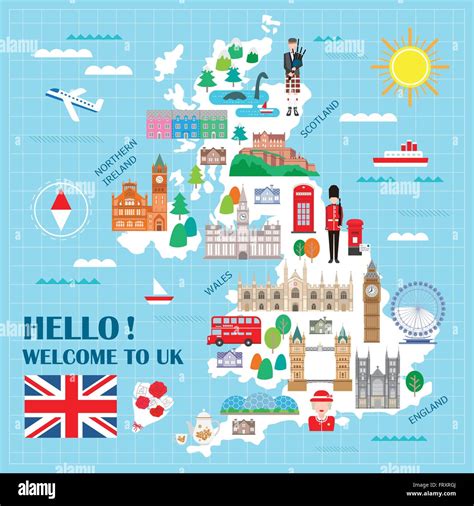 lovely United Kingdom travel map with attractions Stock Vector Image & Art - Alamy