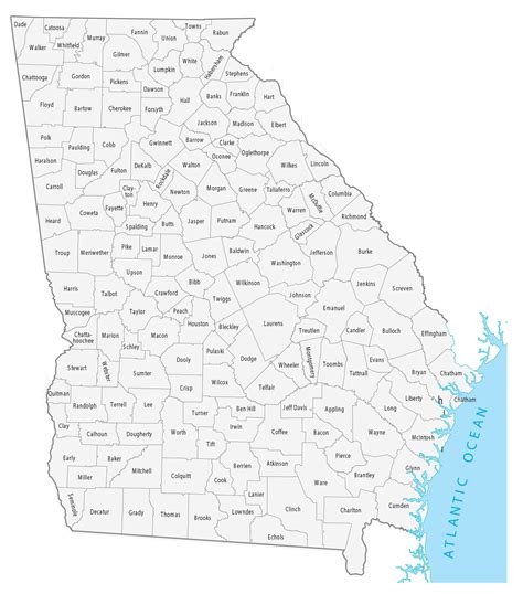 Printable Georgia County Map - Printable Free Templates