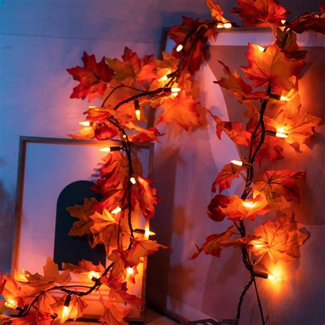 Amazon.com: Thanksgiving Decorations Fall Maple Leaf String Lights Plug ...