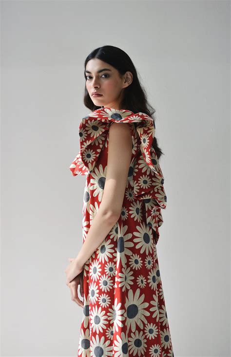 Buy Red Floral Jacquard Midi Dress| The RealB