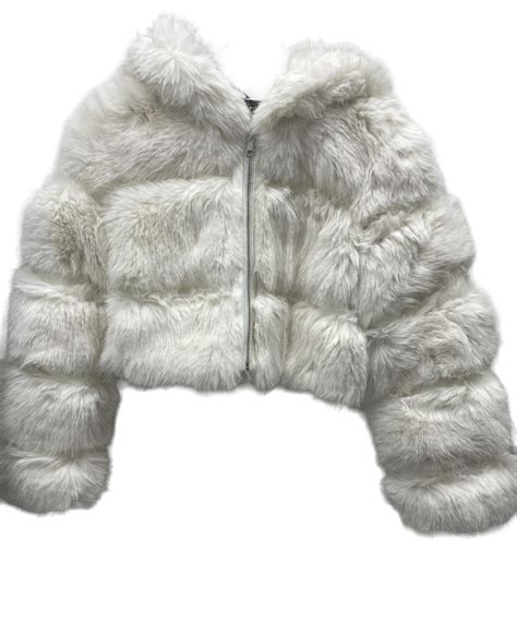 Camilla Faux Fur Crop Jacket White - Collections London