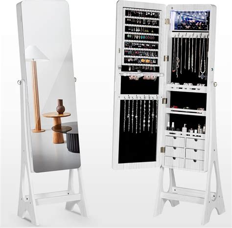 Buy YOLENY LED Light Floor-Standing Jewelry Armoire, Frameless Full ...