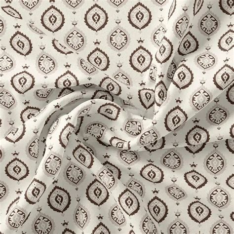 Japan Satin Fabric, Brown & Beige Geometric Pattern, Digital Printed ...