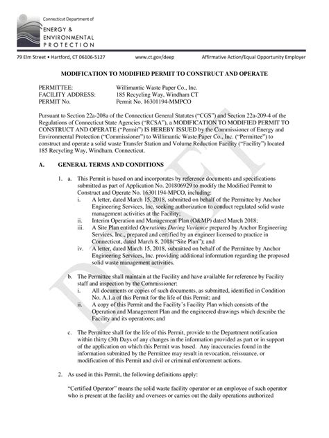 Fillable Online MODIFICATION TO MODIFIED PERMIT TO CONSTRUCT AND ...