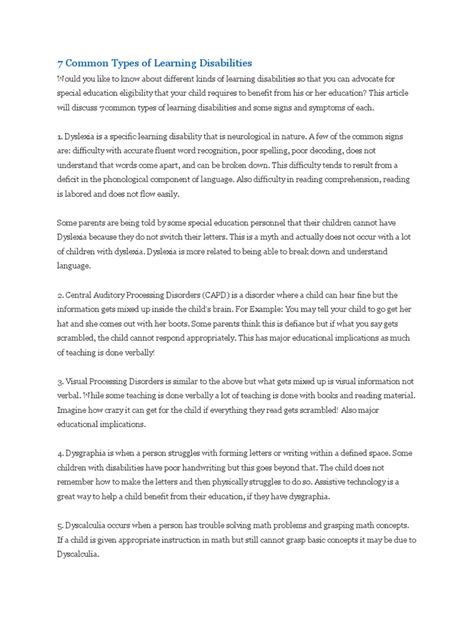 Image result for Types of Learning Disability